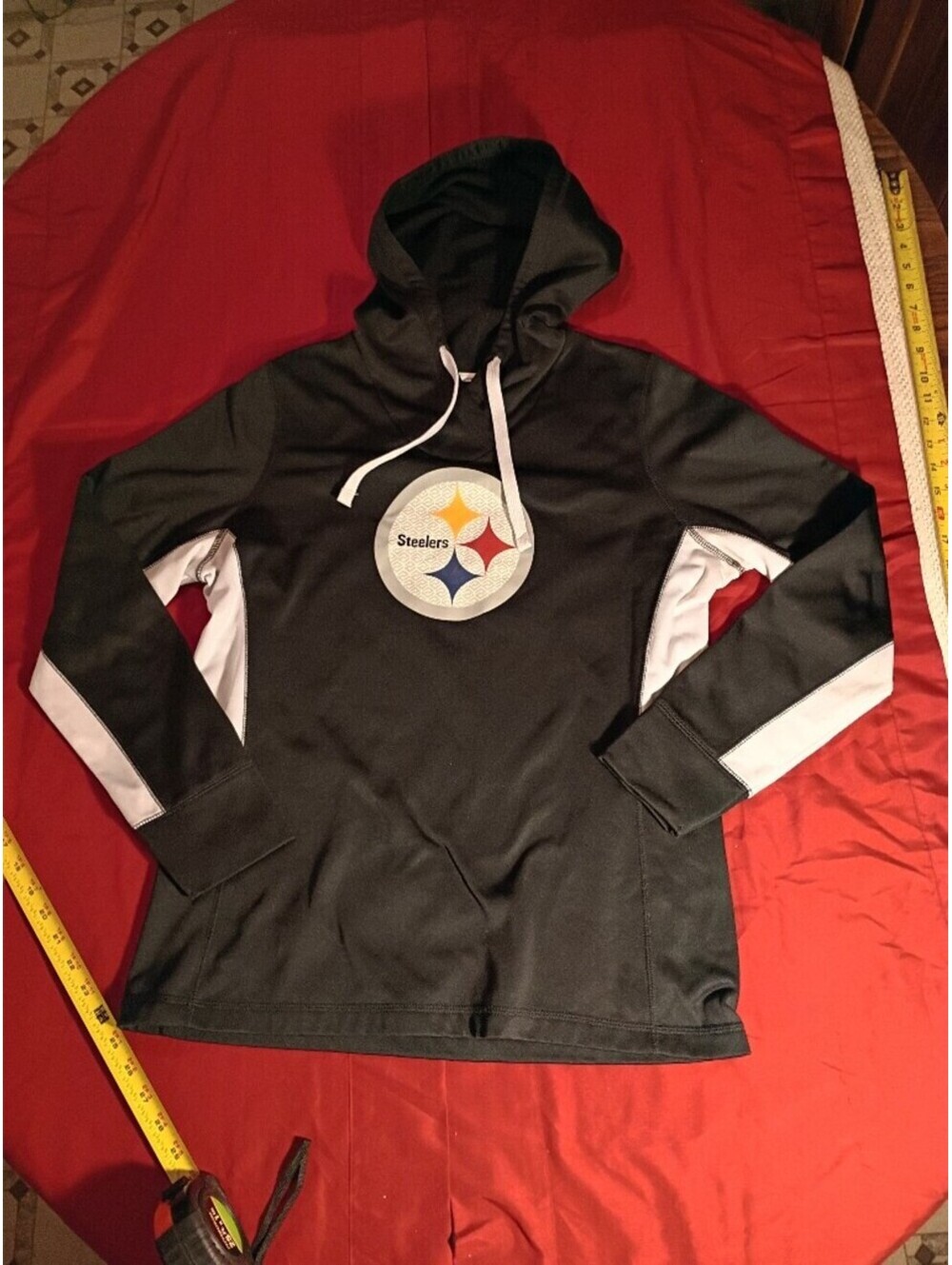LIGI Women's NFL Steelers Warm Hoodie Pullover Black with White Stripes